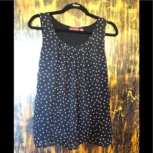 ELLE Black White Polka Dot Lined Top